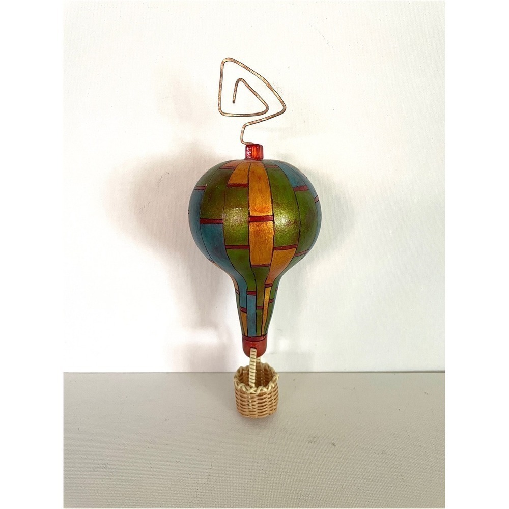 Handcrafted Multicolor Hot Air Balloon Wall Art Gourd Copper Southwest Sculpture